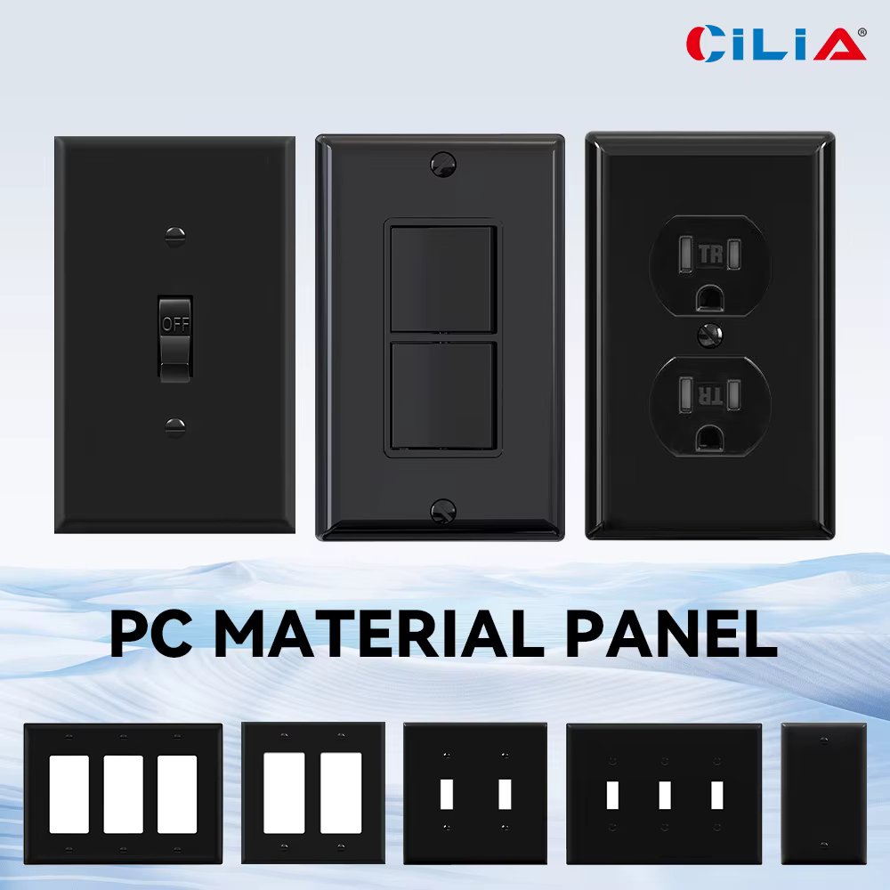 1 wall panel light switch cover, various styles, pure black, wall panel light switch socket cover, sturdy and durable