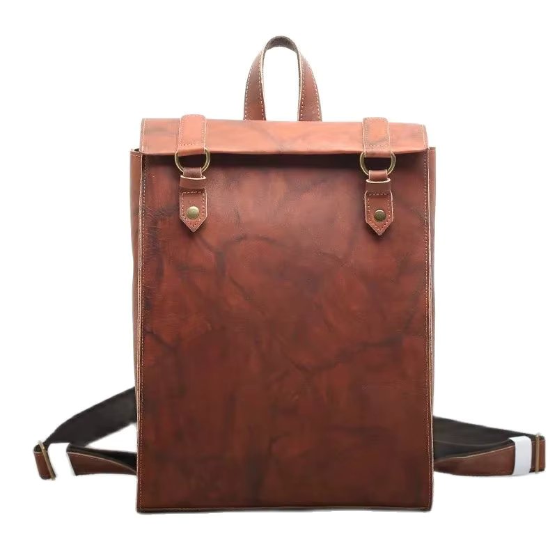 Zency HIgh end Genuine Leather Backpack Vintage First Layer Travel Satchel Knapsack Anti Theft Large Bag Unisex Book Bags