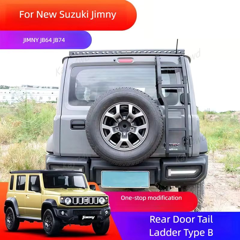 Off Road 4x4 Car Accessories Aluminum Tailgate Climbing Ladder For SUZUKI Jimny JB64 JB74 Tailgate Climbing Luggage Rack Ladder