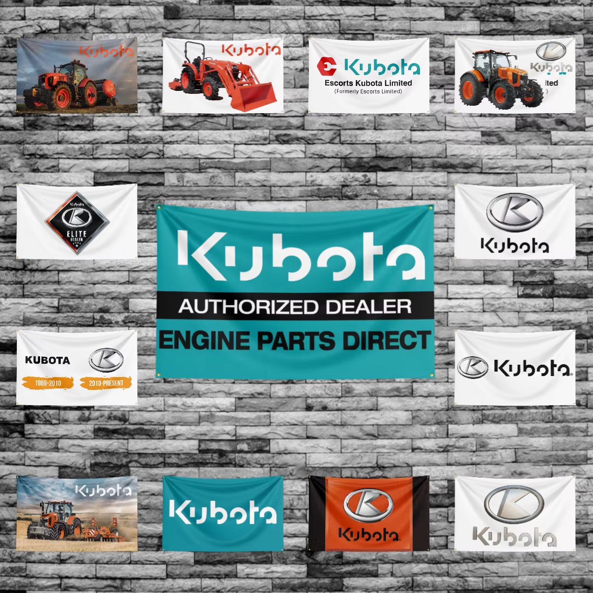 90x150CM TRACTORS-K-Kubotas Agriculture Flag Polyester Printed Excavator Banner For Decor