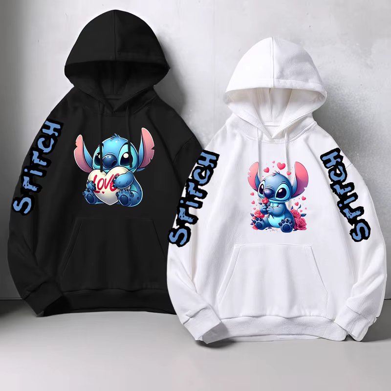 Luxury Brand Women's Hoodies Disney Lilo & Stitch Harajuku Jackets Japanese Fashion Winter Sweaters Women's Warm Sweatshirts