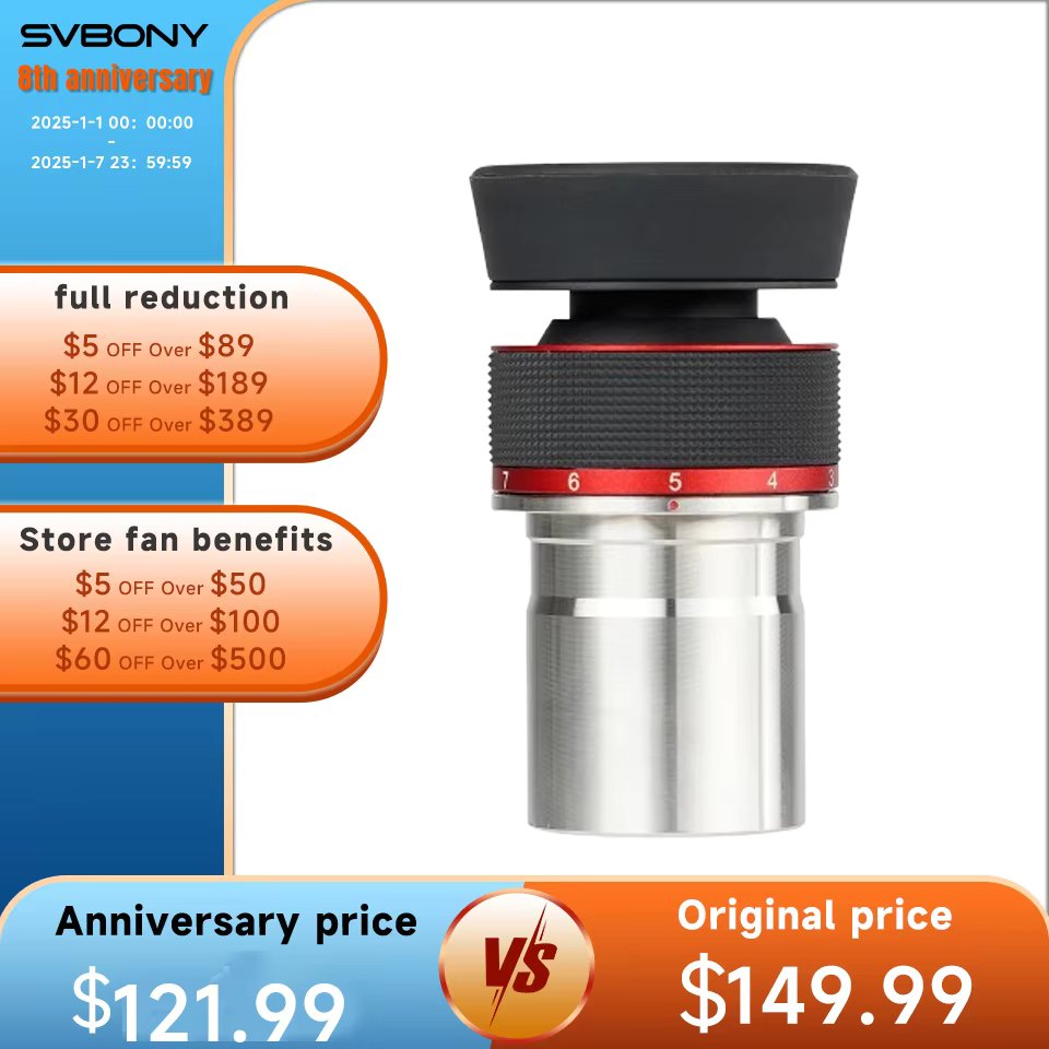 SVBONY SV215 1.25" 3mm-8mm Planetary Zooms Eyepiece 56 degree field of view for High Power Lunar and Planetary Observing