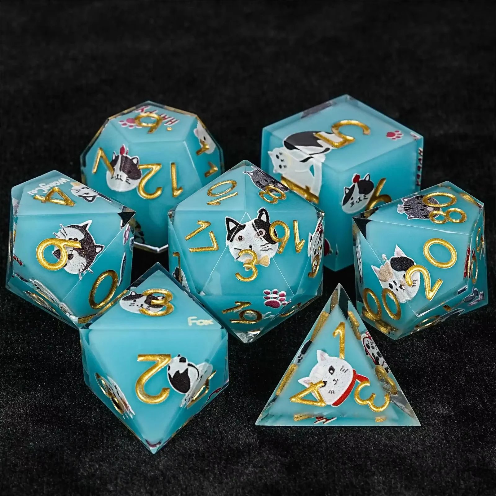 7pcs Cyan Black Cat