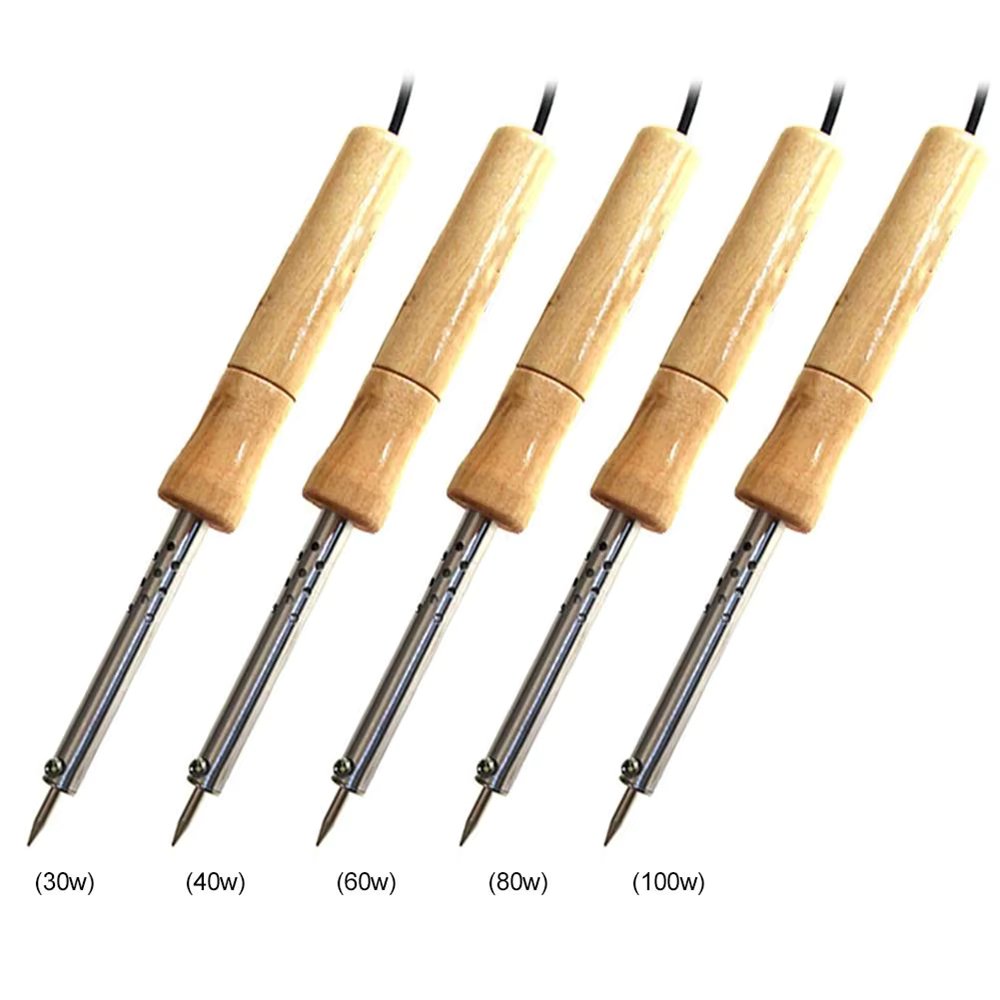 New 220V Wood Handle Mini Soldering Iron Rework Station Electric Solder Iron Tool Practical Operation Hand Tools