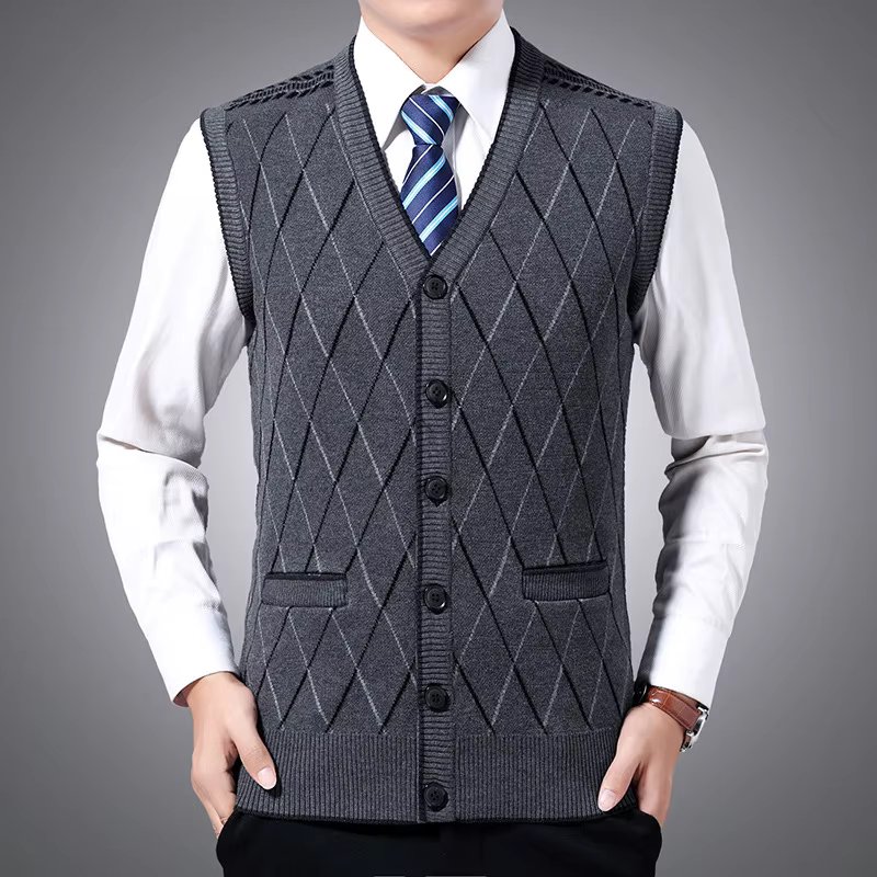 DIMUSI Winter Men's Sleeveless Vests Warm Jumper Knitted Waistcoats Casual Men Slim Fit Pullovers Sweater Vest Jackets Clothing