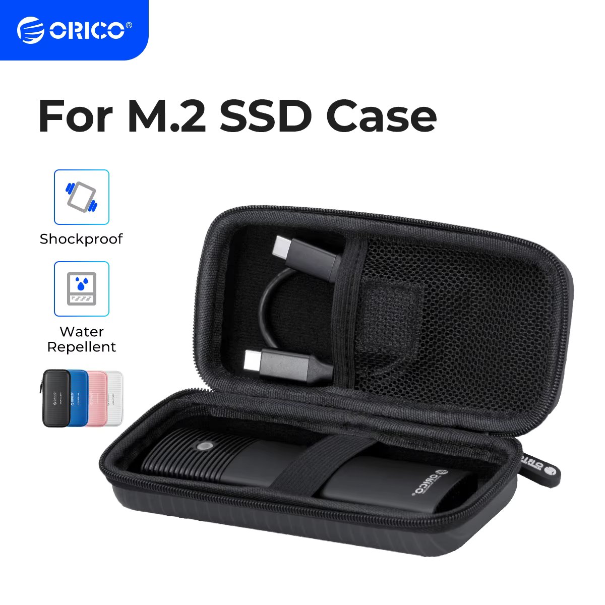 ORICO M.2 Hard Disk Case Protection Bag for External M.2 Case/M.2 SSD /USB Cable /U Disk Large Capacity Colorful Storage Bags