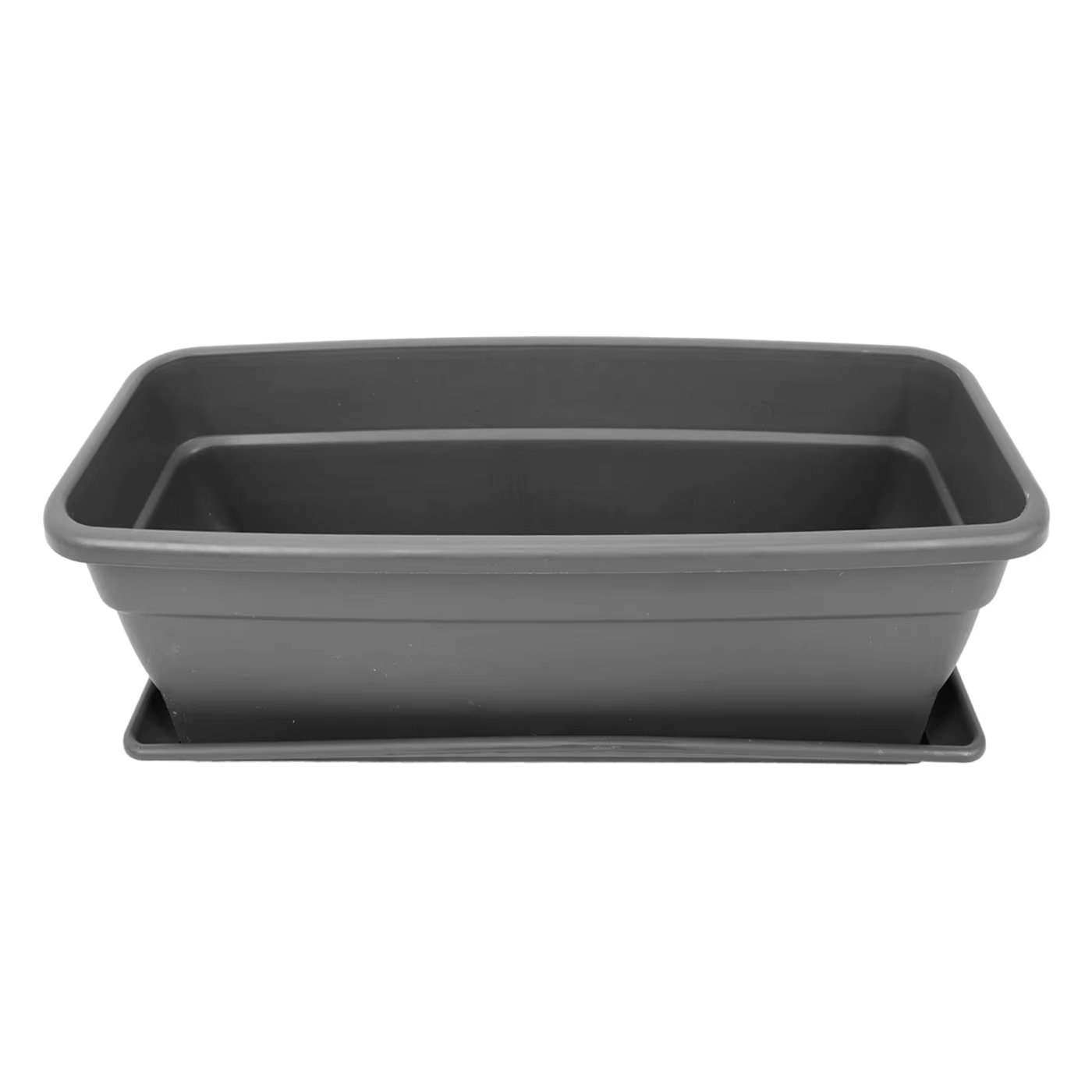 Plastic eva planter with Adam Plate 16 liters, 40 cm, Gray. Plastic rectangular flower pot