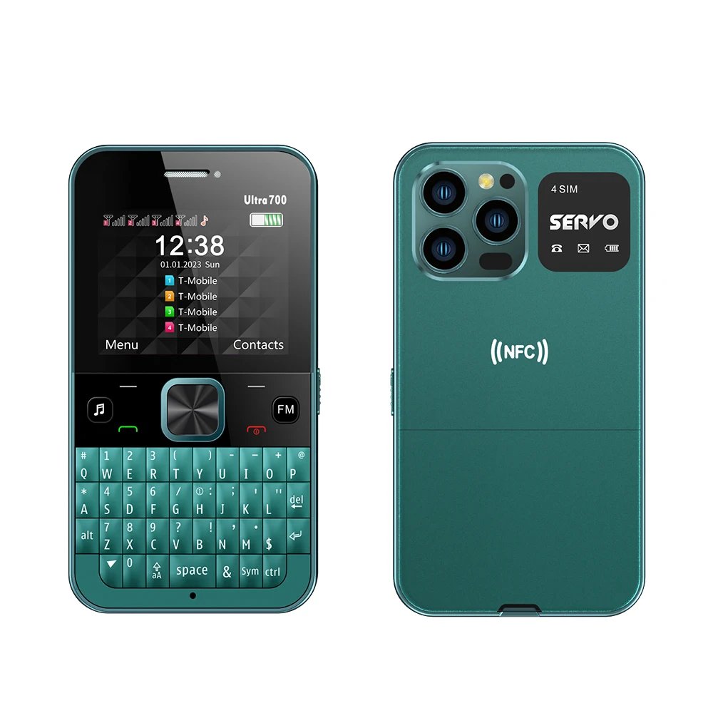 SERVO Ultra700 QWERTY Keyboard Mobile Phone Call Recording Flashlight FM MP3 NFC Unlocking 4 SIM Standby Feature Cellular Phones