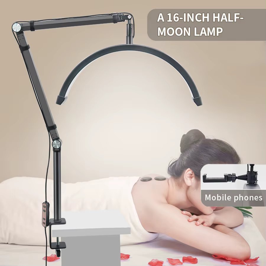 Beauty nail light, beauty modeling tools, beauticians with technical light, three color adjustable, aluminum alloy clamp fixed,