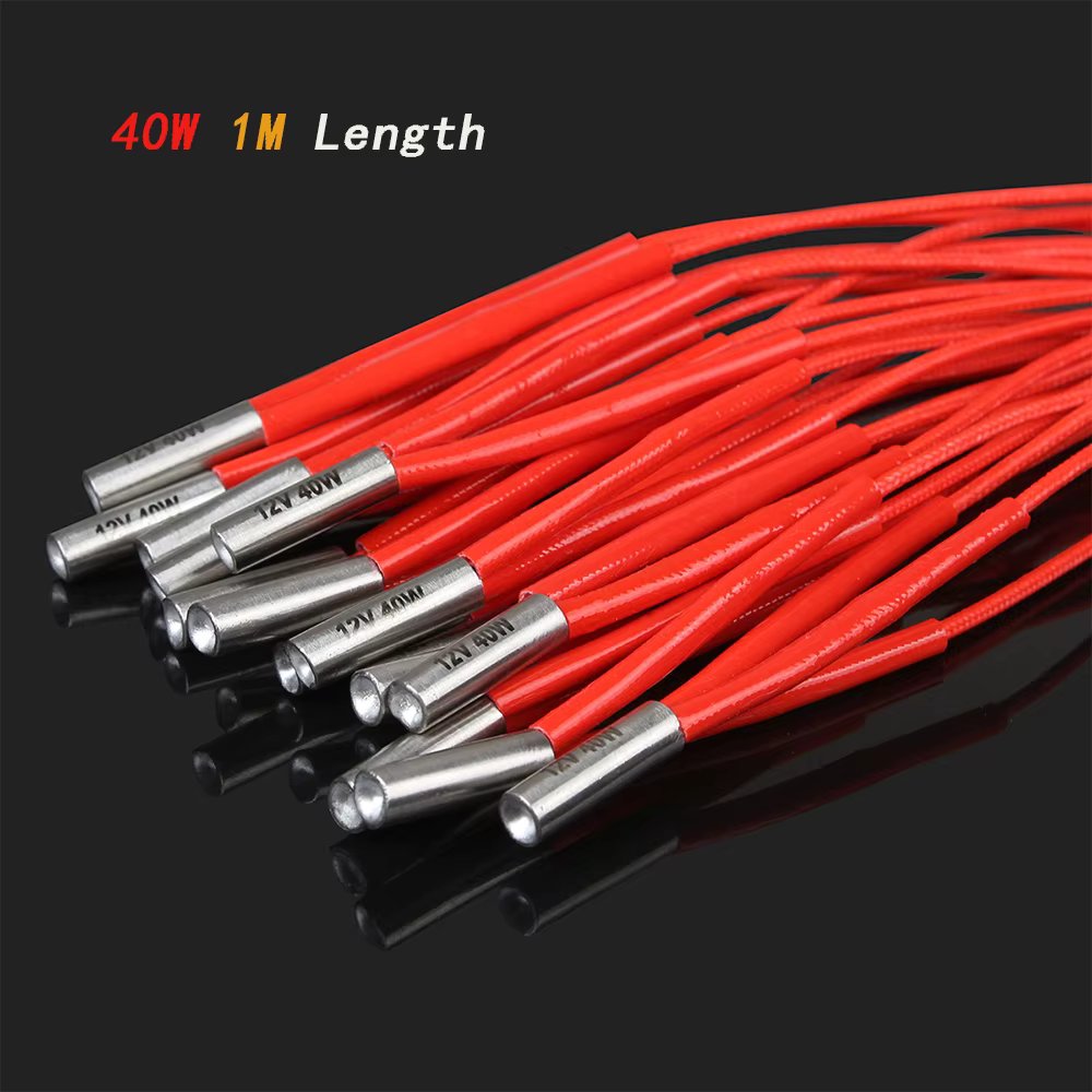 XCR3D 3D Printer Part 12/ 24V 40/70W Heating Pipe Single-ended Electric Heater Elements 6*20mm Heating Tube for Hotend 2M Cable