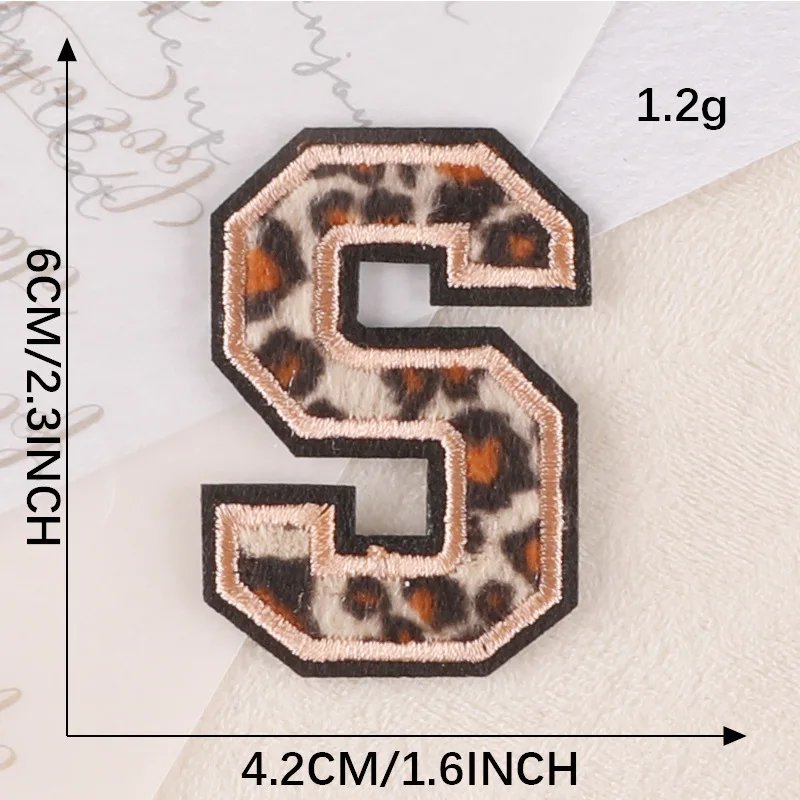 ABC DEF HIJ Leopard Print Letters Patches Plush and Embroideried Iron on Alphabet Patch for Clothing Bags Shoes DIY Accessories