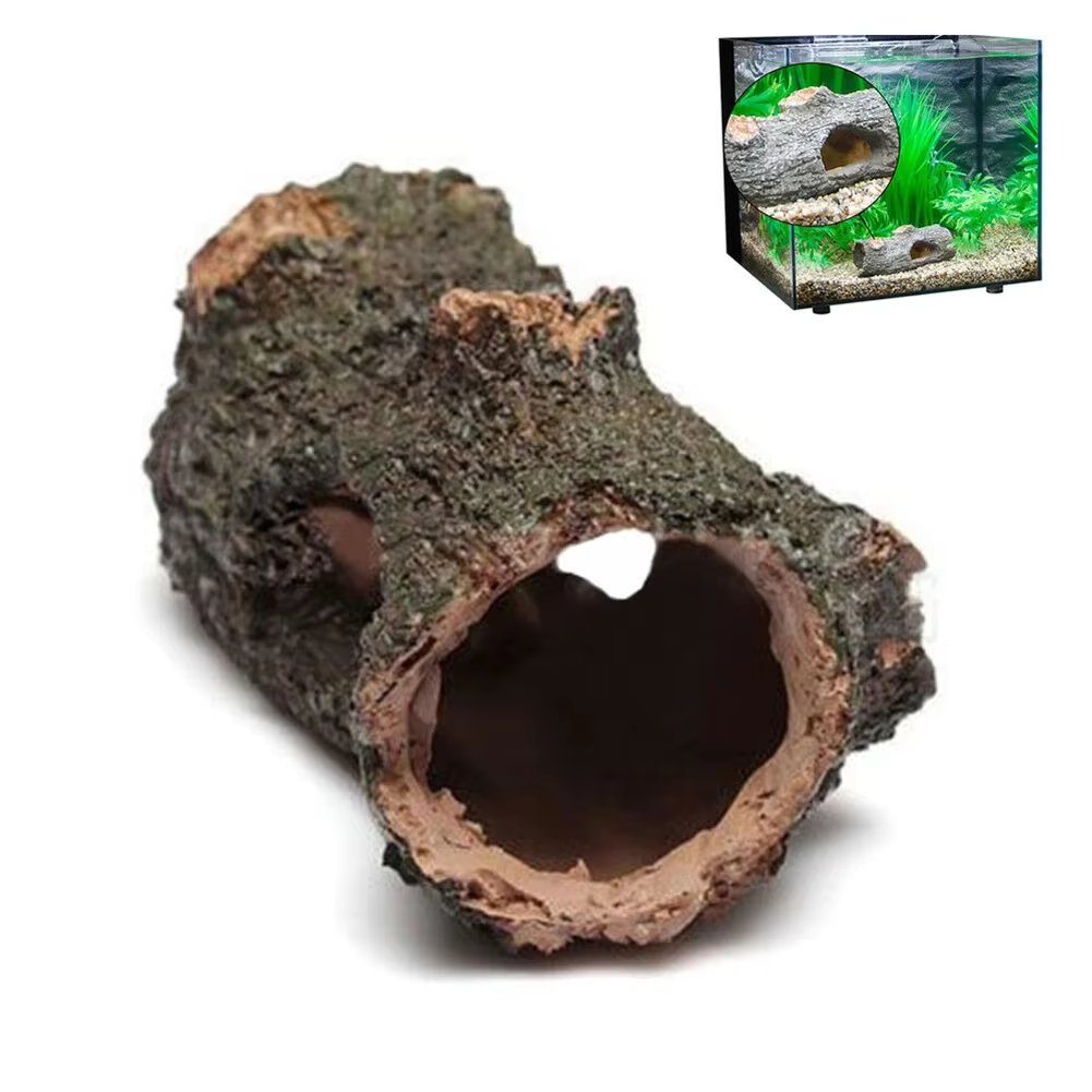 Aquarium Hollow Tree Tunnel Cave Ornament Shrimp Turtle Hiding Shelter Pool Lake Pond Fish Tank Decoration Accessories