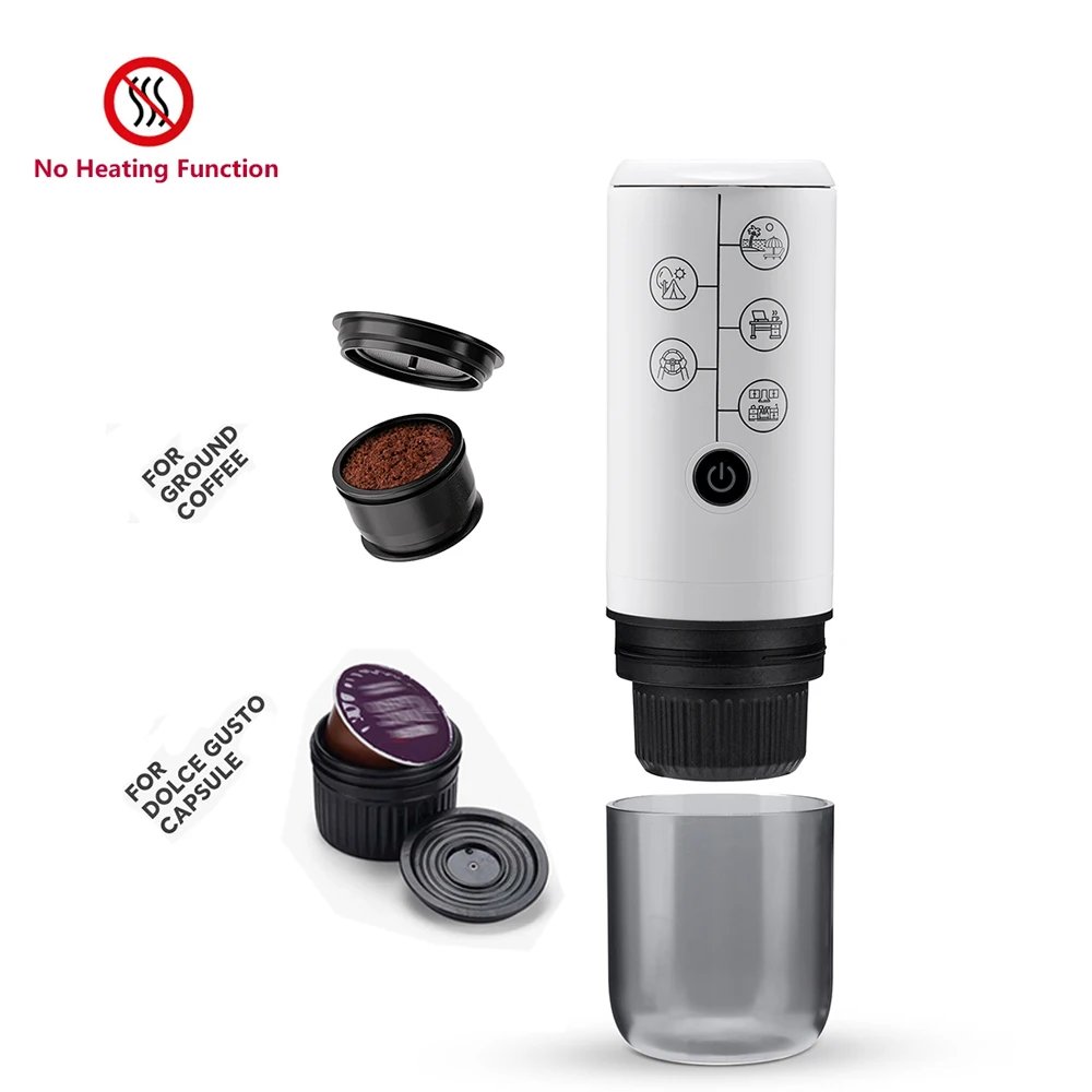 Outdoor Electric Portable Espresso Coffee Machine for Camping Hiking Travel Car fit Nespresso Dolce Gusto Pod Coffee Ground