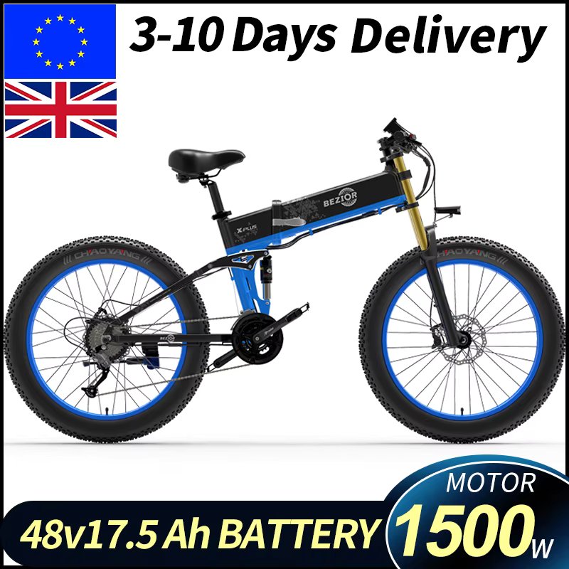 Bezior X-PLUS 1500W 48V17.5AH FOLDING ELECTRIC BIKE FAT TYRE 26"*4.0 HYDRALIC BRAKE POWERFUL MAX SPEED 40KM/H
