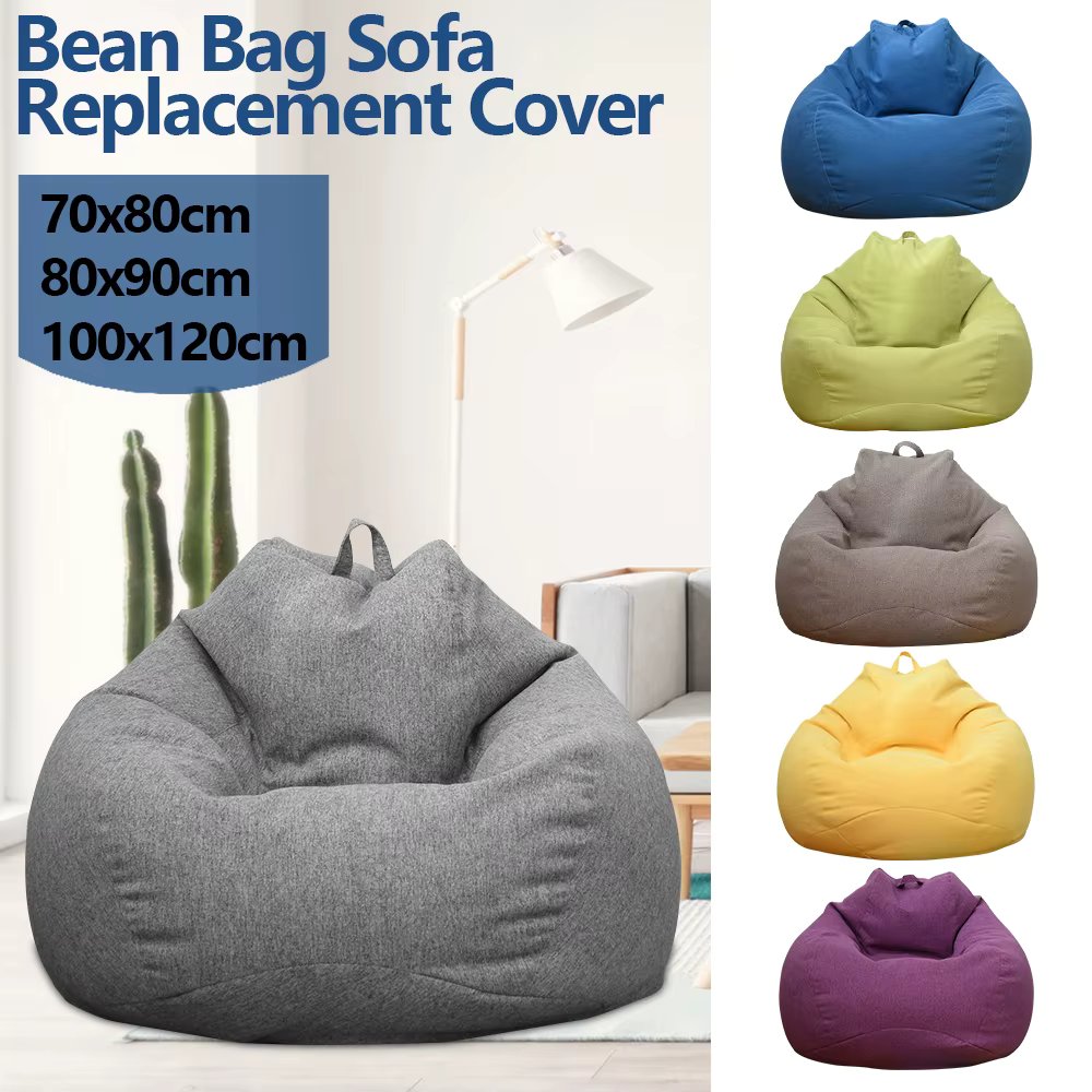 Lazy Sofas Cover Large Bean Bag Cover Without Filler Adults Couch Living Room Bedroom Home Tatami Lounger Comfortable Seat Cover