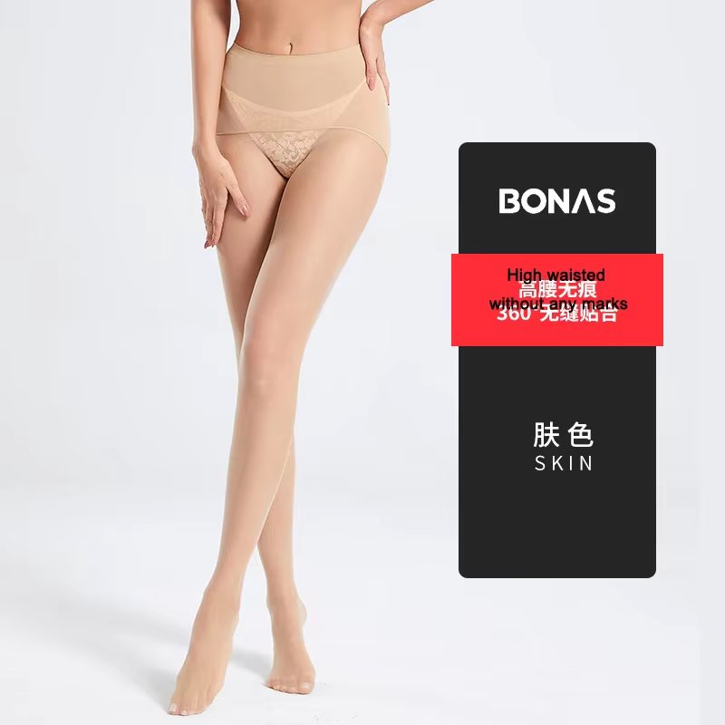 BONAS 3D Ultra-Thin High Waist Tights for Women, Breathable Pantyhose, Seamless Crotch, High Elasticity, Soft Stockings
