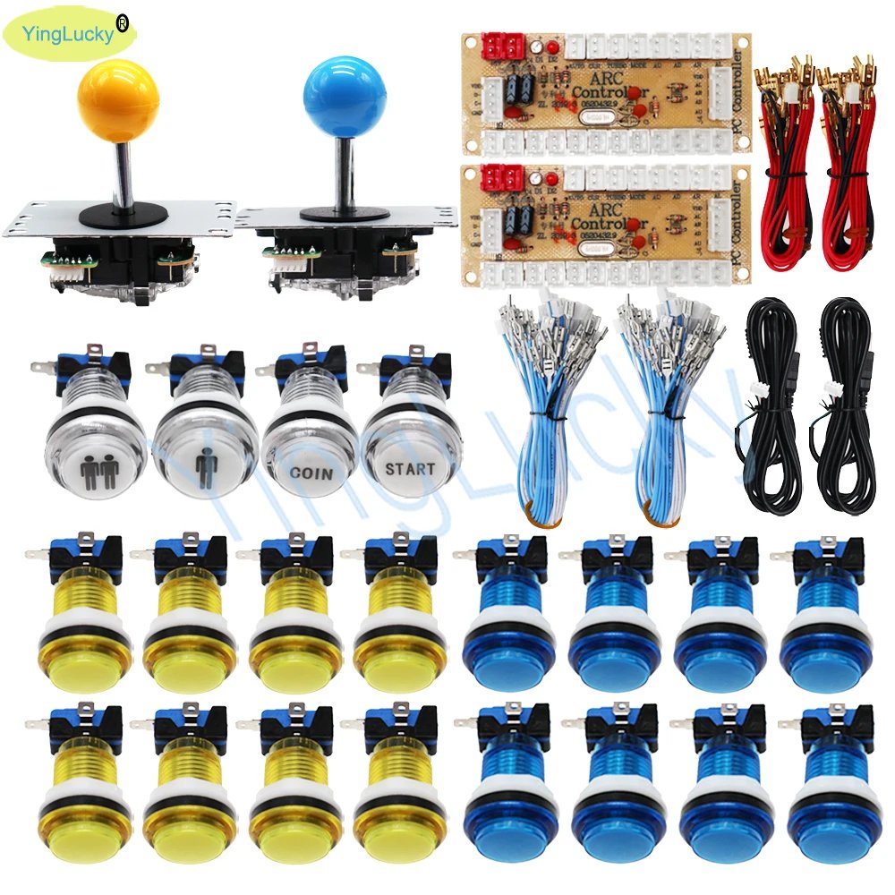 2 players Arcade Joystick Kit DIY Game Machine PC Raspberry Pi Arcade USB Zero Delay Board Controller 12V LED LIGHT Push Button