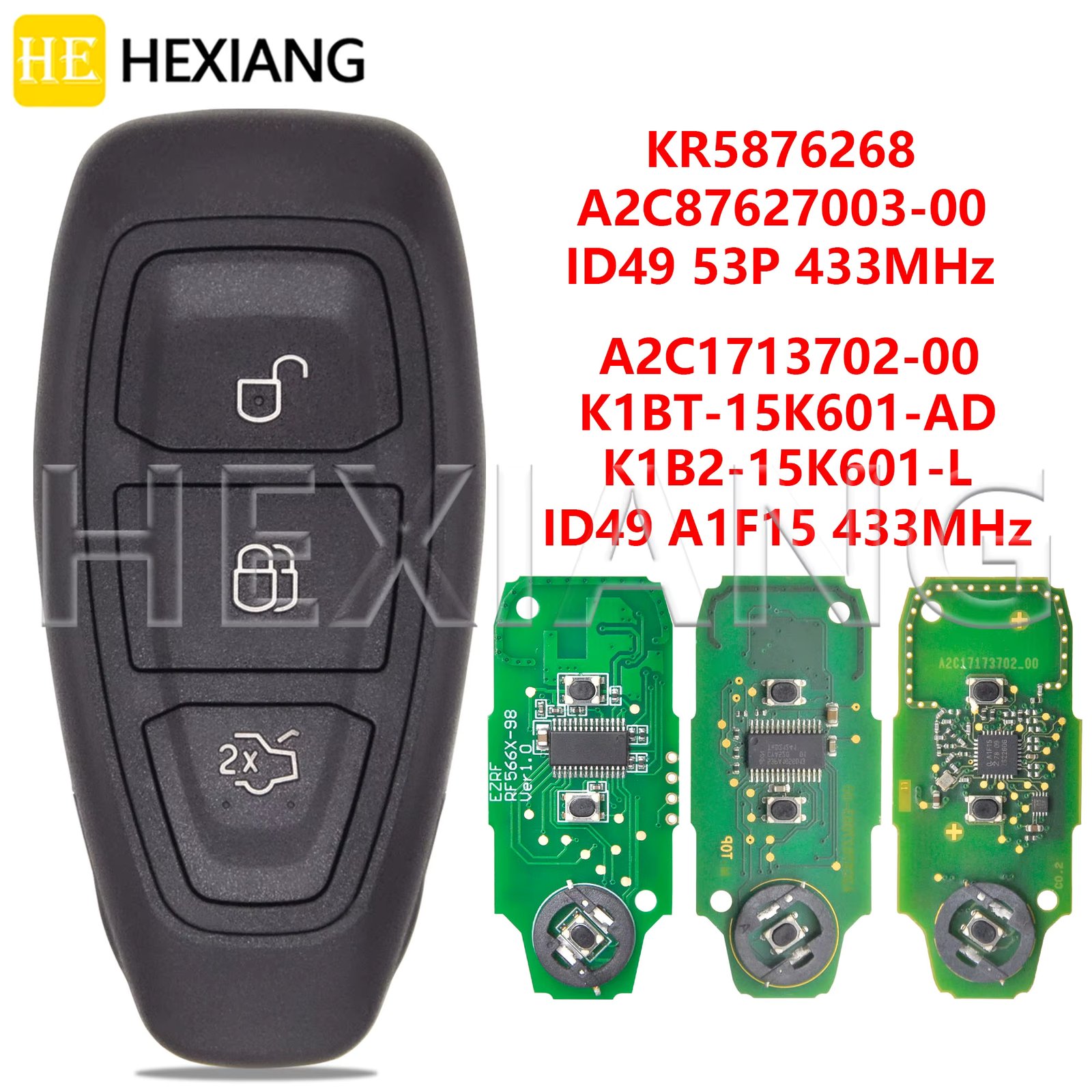 DR Original PCB KR5876268 A2C87627003-00 ID49Chip 433MHz Car Remote Key For Ford Focus Grand C-Max Focus Kuga Fiesta 2014-2023