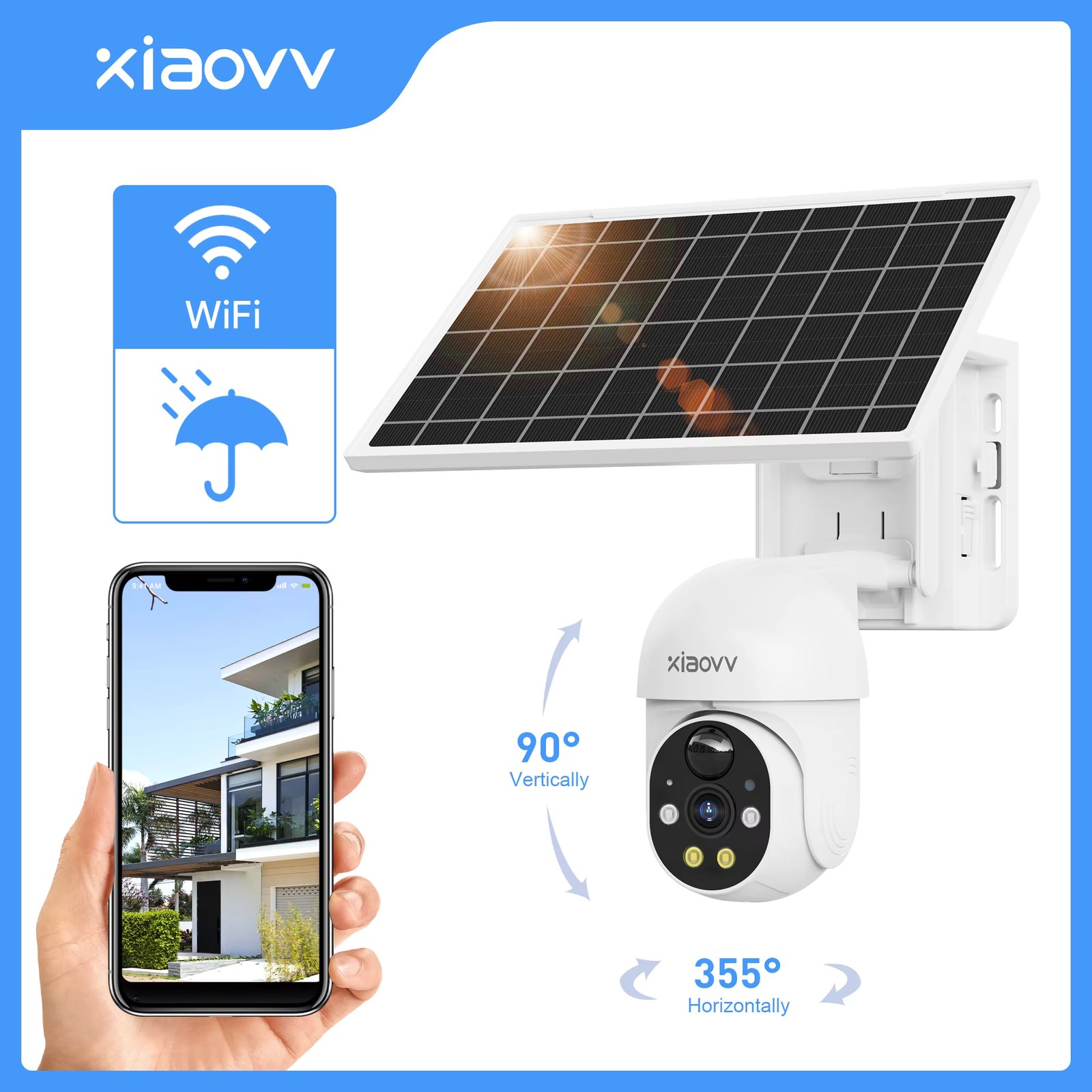 XIAOVV 4K 8MP solar camera outdoor wireless 4G pan tilt dual lens security automatic tracking closed-circuit television camera