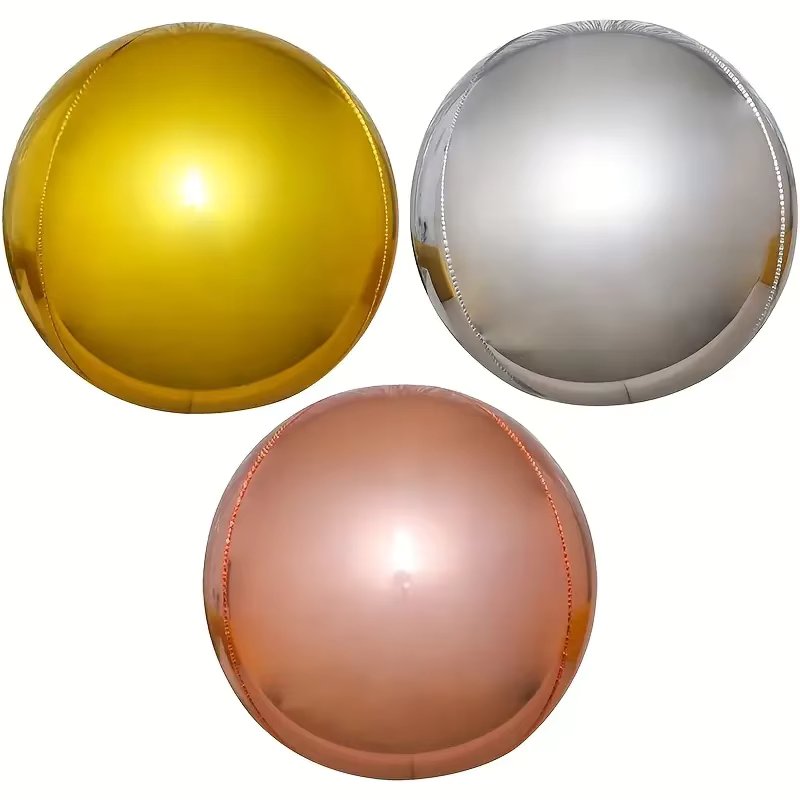 5pcs Golden Metal Balloons 4D Large Party Balloons | Mirror Polished Golden Foil Balloons Suitable For Birthday Parties