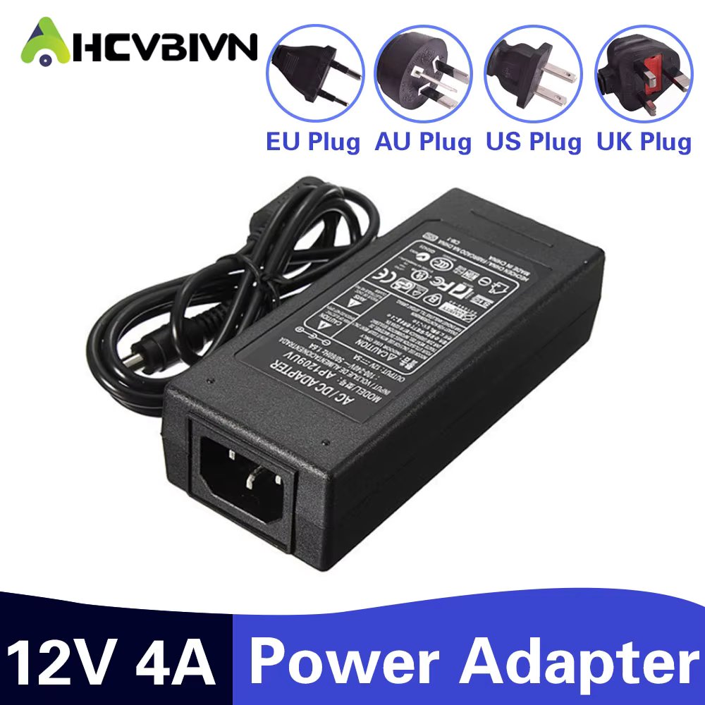 12V 4A Power supply for led strip EU/US/UK/AU adapter for AC110-220V to DC12V options plug transformer