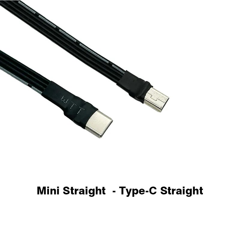 Mini To Type-C Silicone Cable USB Soft Cable 10CM 90 Degree 4 Angle Mini USB Female To USB C Male Cable Adapter 5CM 50CM 100CM