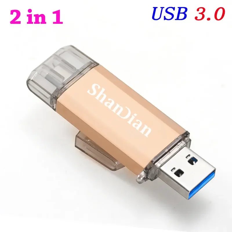Type-C 2IN1 USB 3.0 Flash Drives 64GB Free Custom Logo Pen Drive 32GB Mini Metal Memory Stick 16GB for Samsung Phone U Dick 8GB