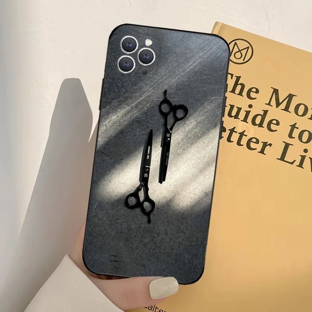 Barber Shop Hair style tools  Phone Case For iPhone 16,15,14,13,12,11,Pro,X,XS,Max,XR,Plus,Mini Soft Black Cover