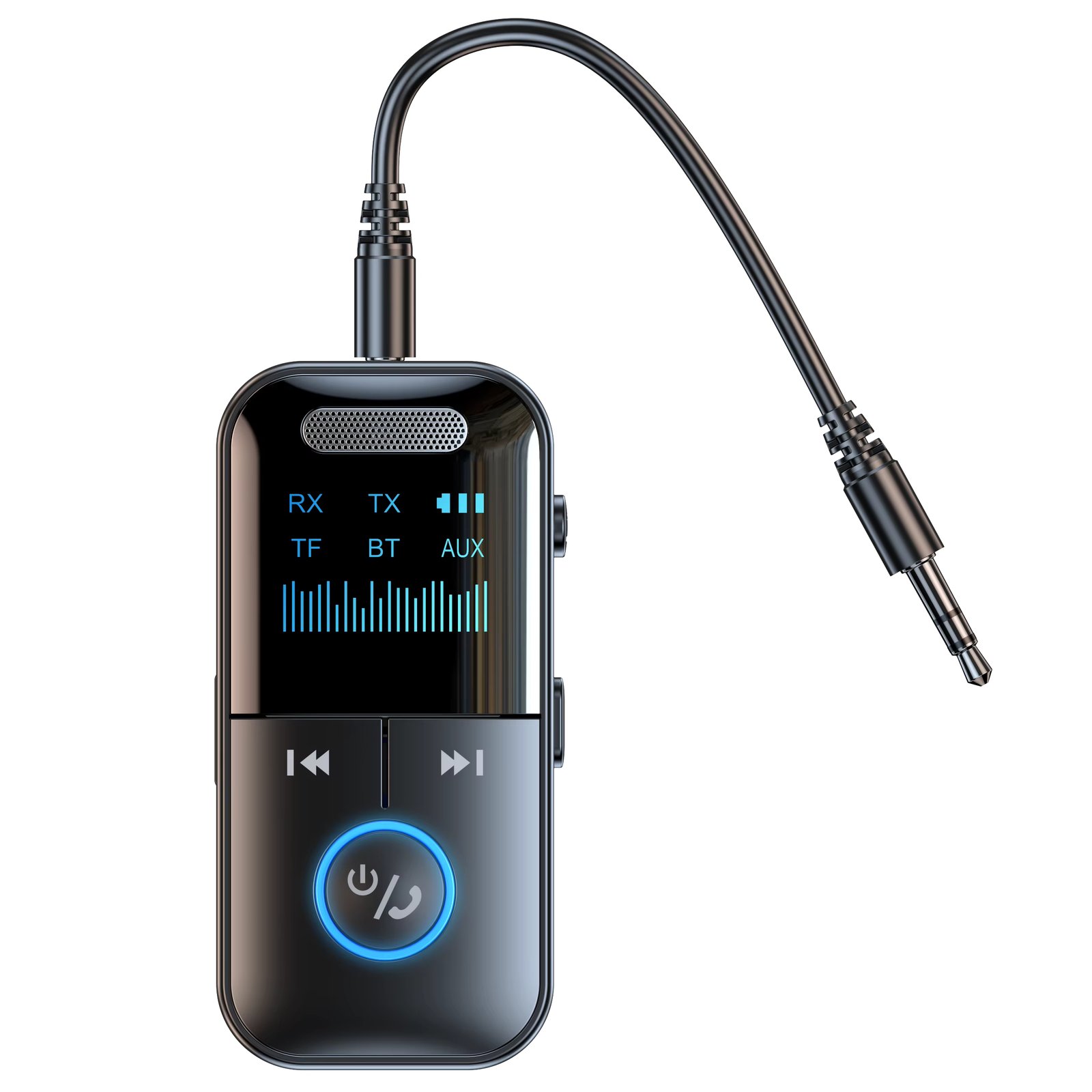 Bluetooth 5.4 Aux Adapter  Audio Receiver Transmitter 3.5mm Jack LED Display for Car/Home Stereo/Wired Headphones/Speaker/TV