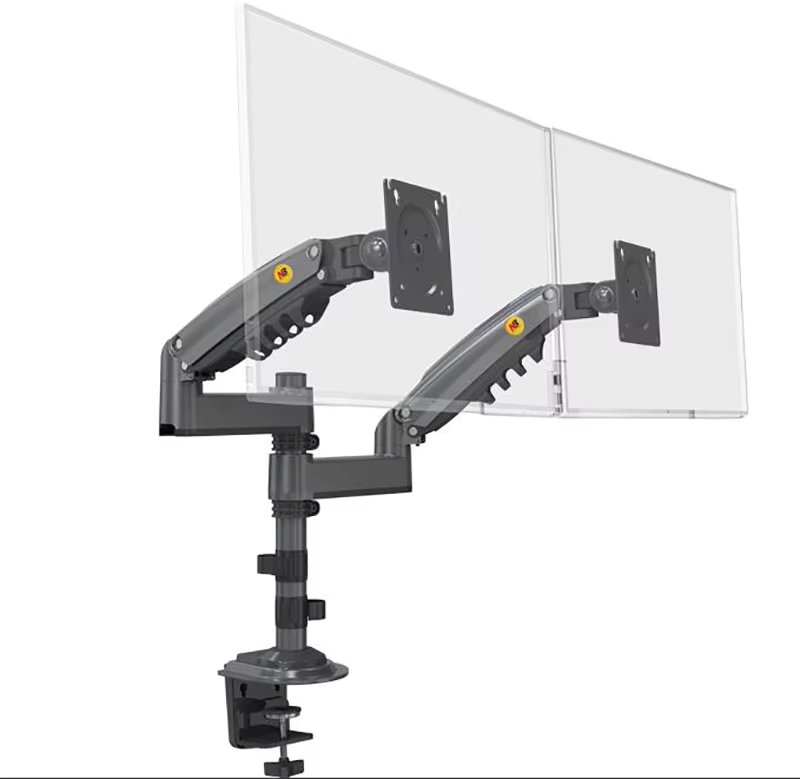NB H180 Double monitor desk Holder Arm Gas Spring Full Motion 17"-27" LCD TV Mount ergonomic dual arm clamp bracket 2-9kgs each