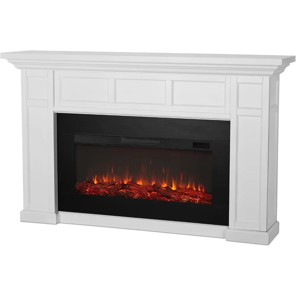 75” Electric Fireplace with Mantel for Living Room or Bedroom,Replaceable Fireplace Insert Heater,Realistic Log and Flame Effect