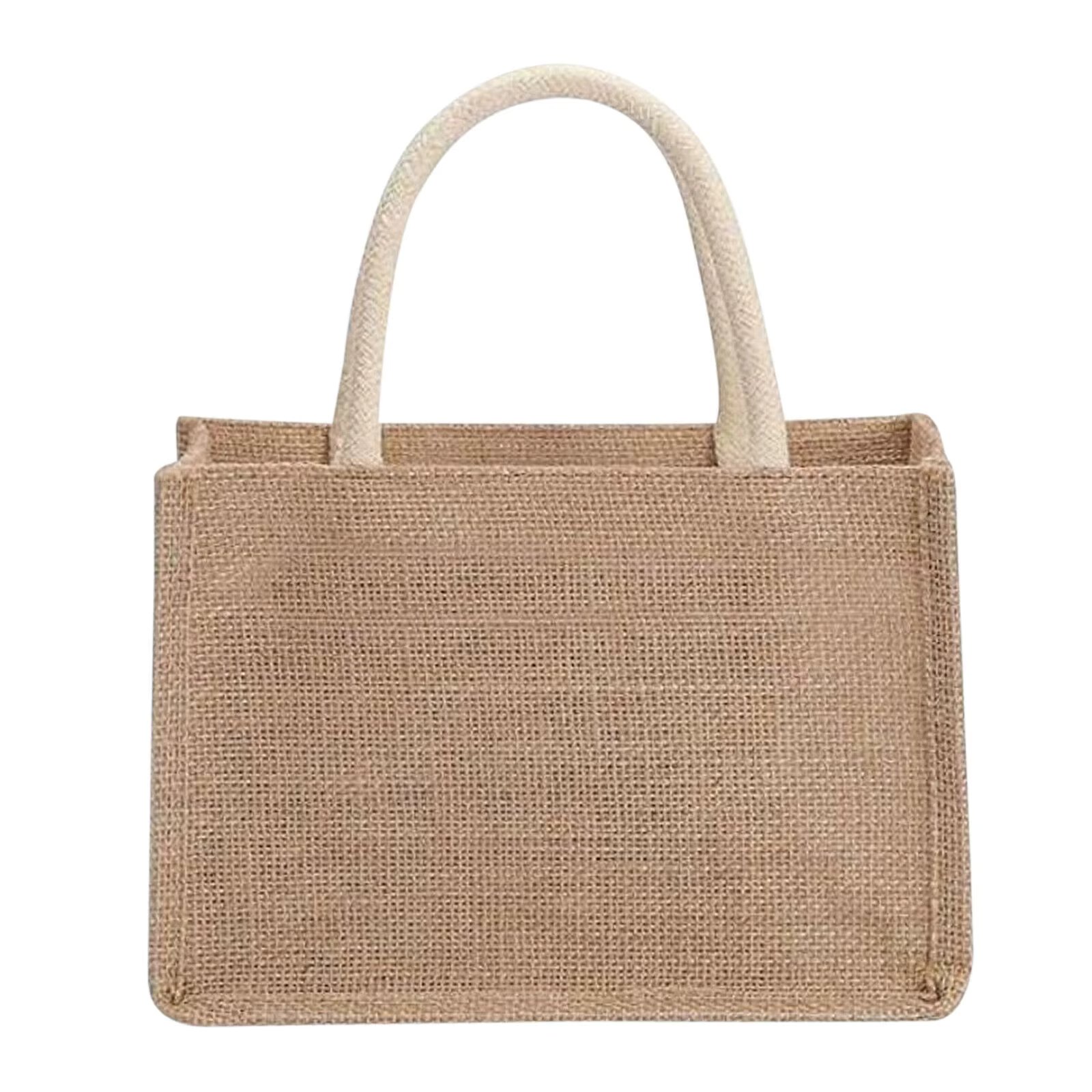Fashion Burlap Tote Bag Women Jute Beach Shopping Handbag Vintage Portable Reusable Gift Bags withe Handle Multiple Sizes