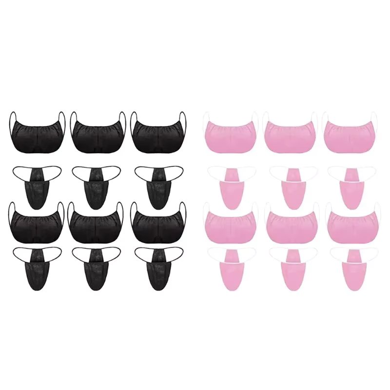 25 Sets Beauty Bras and T Panties Set Waist Stretch 120cm Disposable Bikini Thong Panties for Tanning Hygienic SPA Sauna Briefs