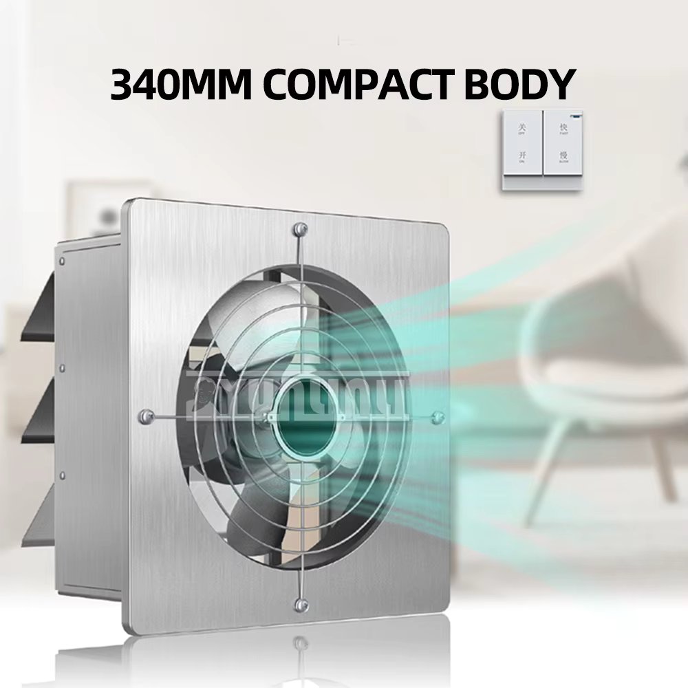 Household Stainless Steel Exhaust Fan High Speed Air Blower Fan Ventilator for Kitchen Bathroom