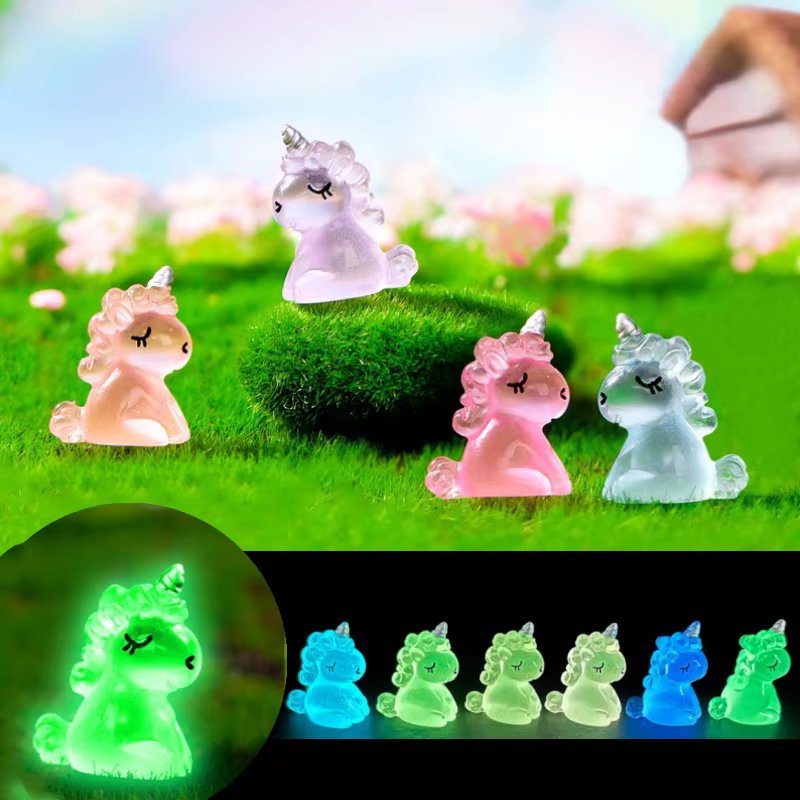 50-100PCS Miniature Unicorns Home Decor DIY Accessories Luminous Unicorns Glow At Night Doll House Decoration Fairy Garden DDP