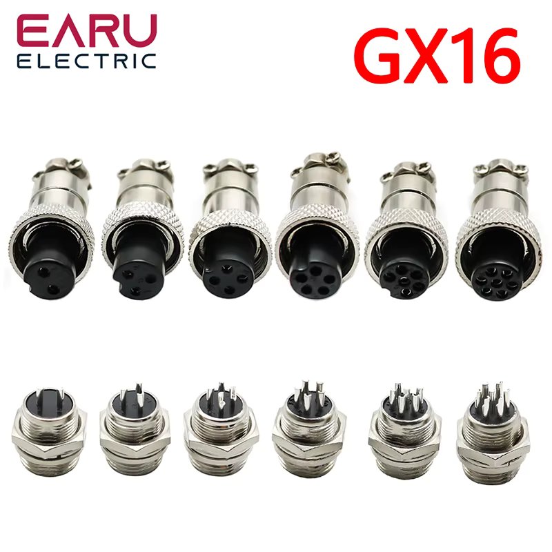 1set 5/8" GX16-2/3/4/5/6/7/8/9/10 Pin Male Female 16mm Wire M16 GX16 Circular Aviation Connector Socket Plug Wire Panel Connecto