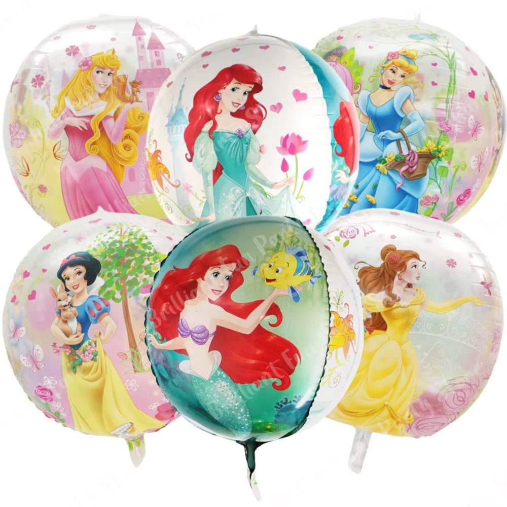 6Pcs Disney Princess Balloons 22Inch Snow White Cinderella Mermaid Foil Balloons Set for Baby Shower Birthday Party Decorations