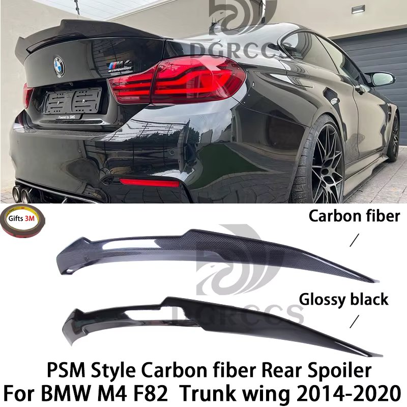 For BMW M4 F82 PSM Style Carbon fiber Rear Spoiler Trunk wing 2014-2020 Carbon fiber Glossy black