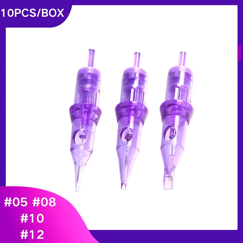10PCS/BOX Standard Cartridges Tattoo Needles RL RS CM #08 #12 Permanent Makeup Eyebrow Eyeliner Lip Microblading Safety Needles