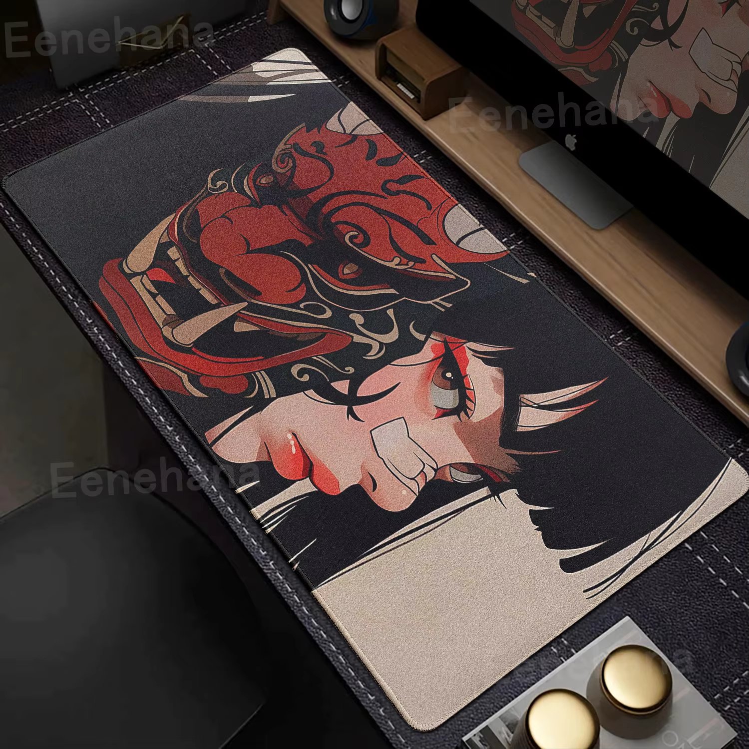 Devil Mask Rubber Mousepad  Anime Goth Girls Gaming Mouse Mat Gamer Locking Edge Computer Mouse Pad Big Office HD Print Desk Mat
