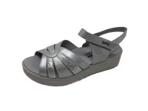 Sandal/woman/Drucker/special width/leather/easy closure/wedge 4 cm/gray, z, +
