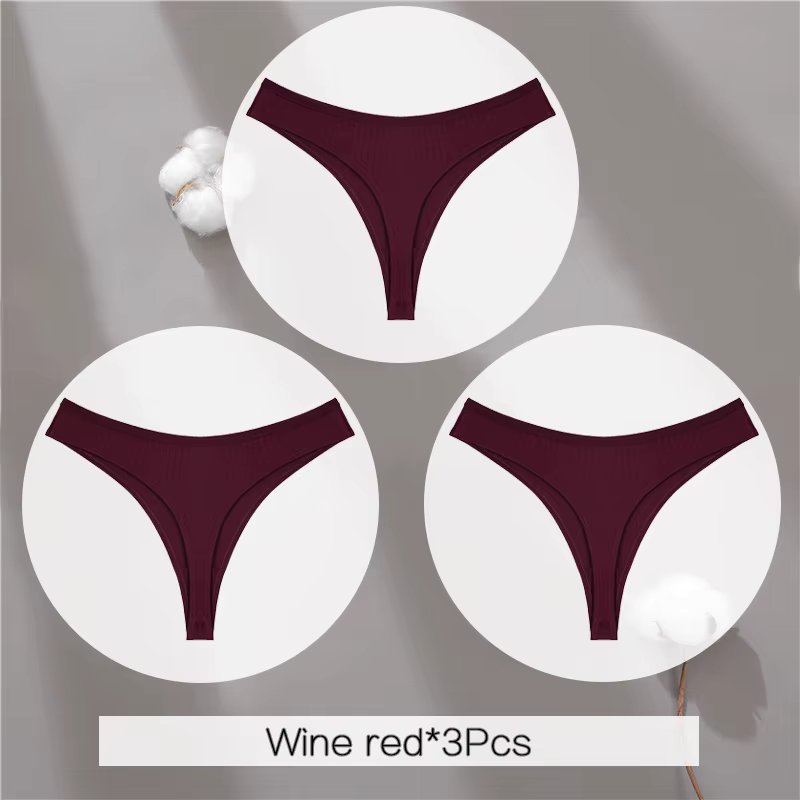 3Pcs/Set Women Cotton G-String Panties Female Low Rise Thongs Ladies Sexy Bikini 7 Solid Color Girl Soft M-XL Intimates Lingerie
