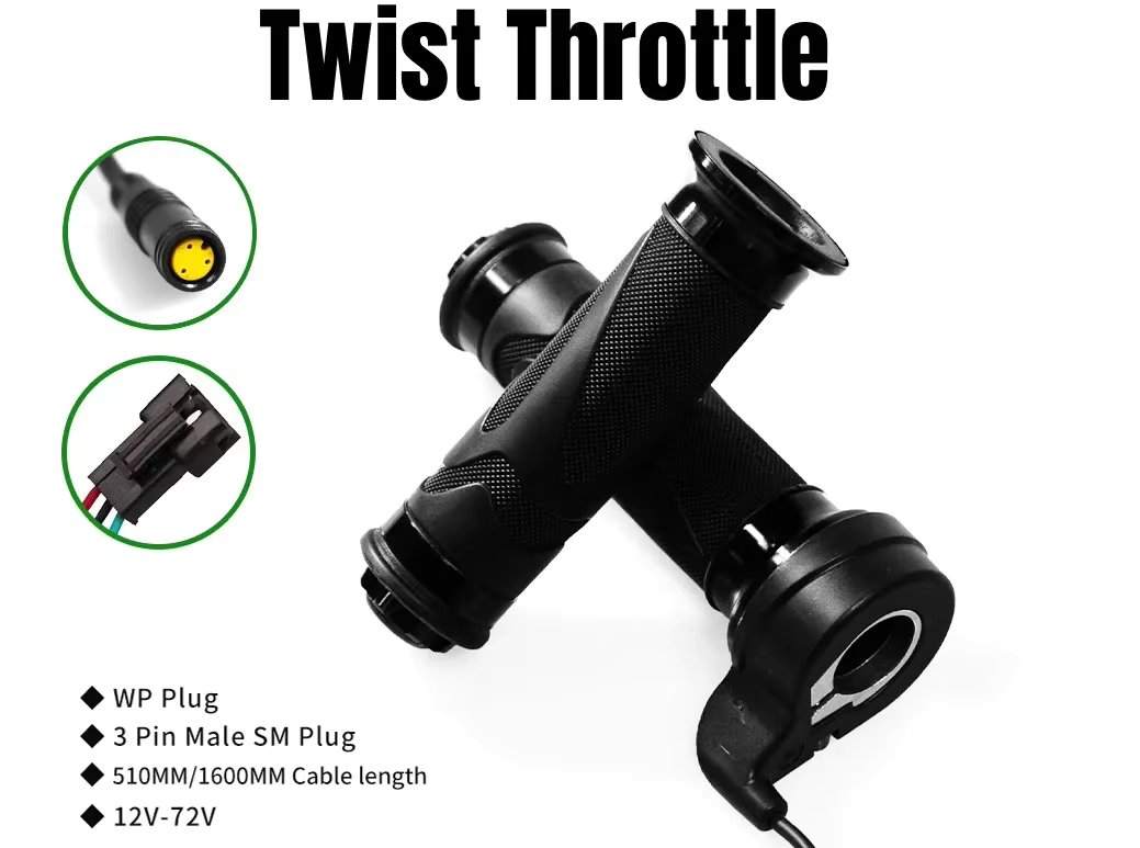 Electric Bike Scooter Twist Throttle Speed Control Handle Thumb Throttle 24V/36V/48V/60V/72V Electric Bicycle Accessories
