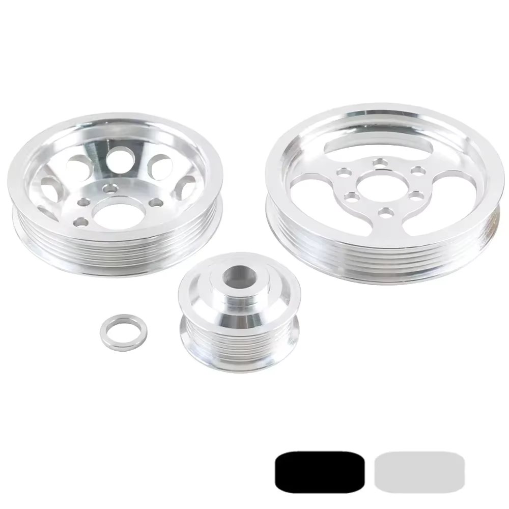 Set 3pcs Car Wear Parts Billet Aluminum Crankshaft Crank Pulley For VW Golf GTI Jetta Bettle 99-05 1.8T 2.0L 20V