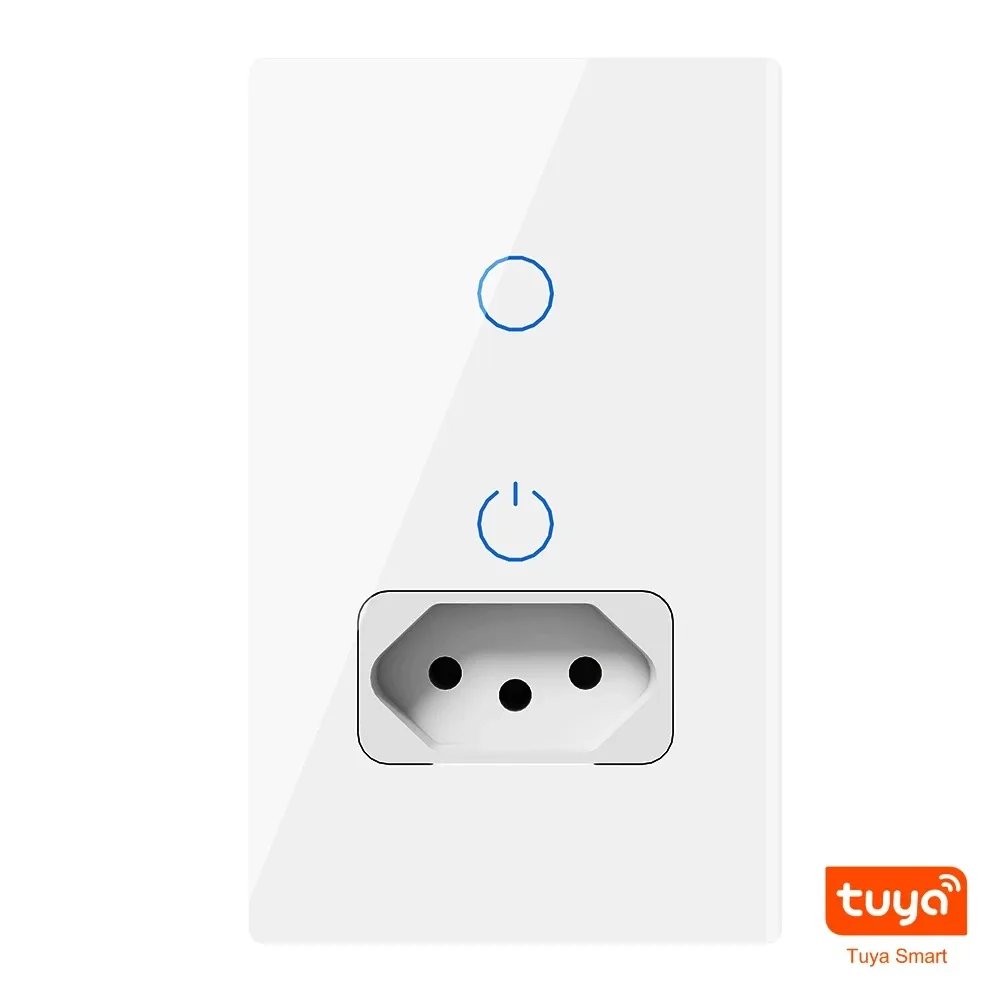 Wifi Smart Tuya Brazil Paralela Light Switch Wall Socket Brazilian Plug Brasil Outlet Glass Panel Intelligent Alexa Google Home