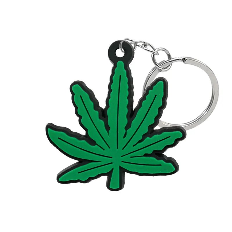 1PCS PVC keychain leaf shape key ring creative green plant lips design key holder fit men women bag car keys pendant accessories