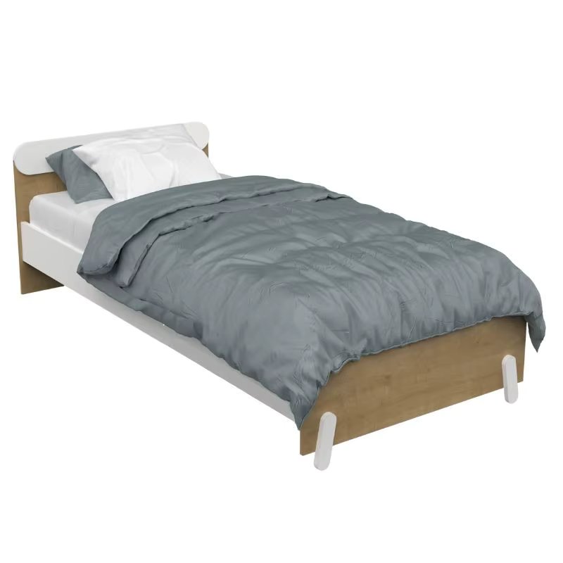 Miroytengo child bed childish Naili bedroom boy and girl Oak Hamilton and matte white 90x190-200 Cm