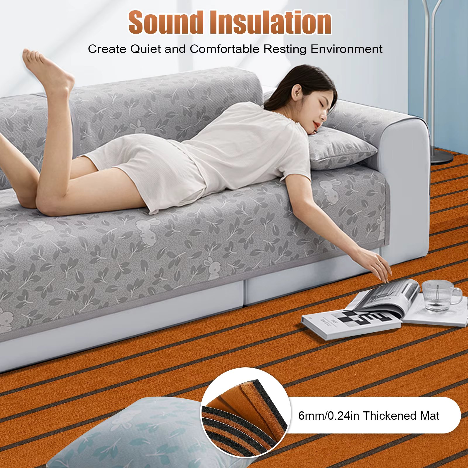 106*35" Yacht RV Boat Flooring Decking Sheet Pad EVA Foam Faux Teak Marine Mat