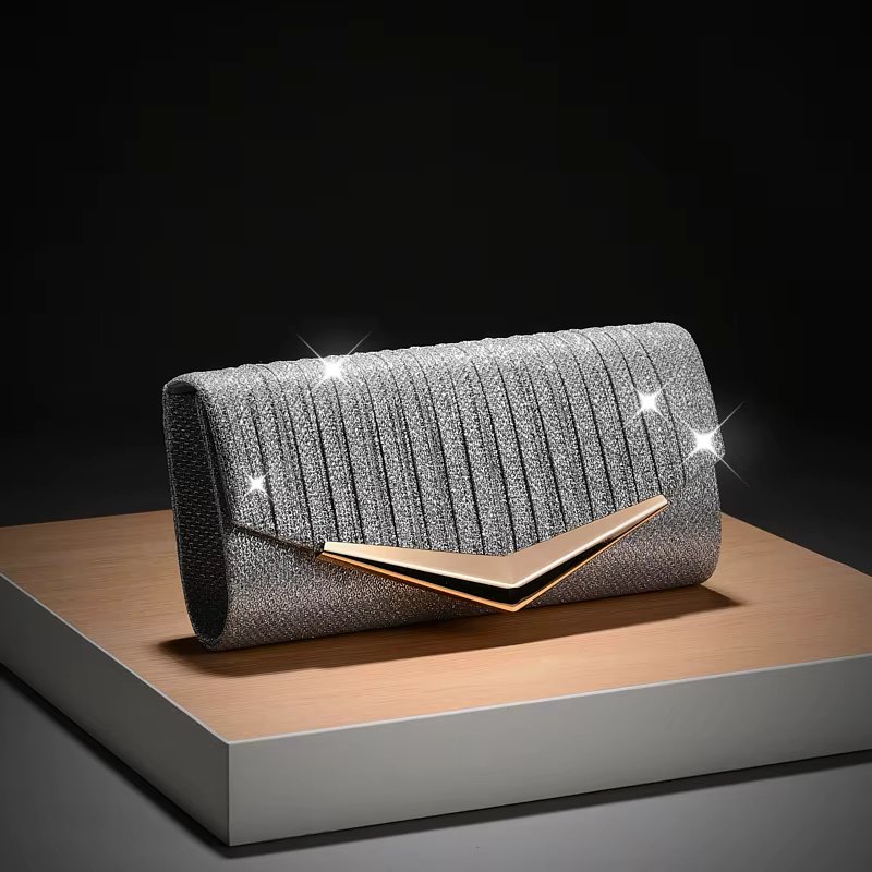 Luxury Envelope Evening clutch Bag New Bright Grain Wrinkle Textured Long Hardware shoulder bag Wedding Handbag for wedding bag