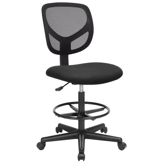 SONGMICS office chair swivel chair up to 120kg with adjustable foot ring ergonomic standing aid height adjustable working stool